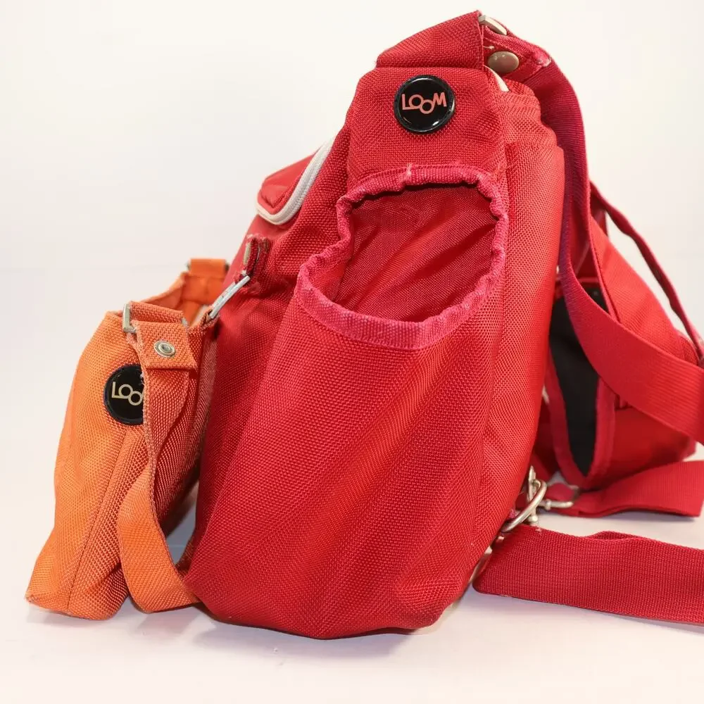 Loom Diaper‎ Bag – Red with Detachable Orange Pouch and Changing Pad